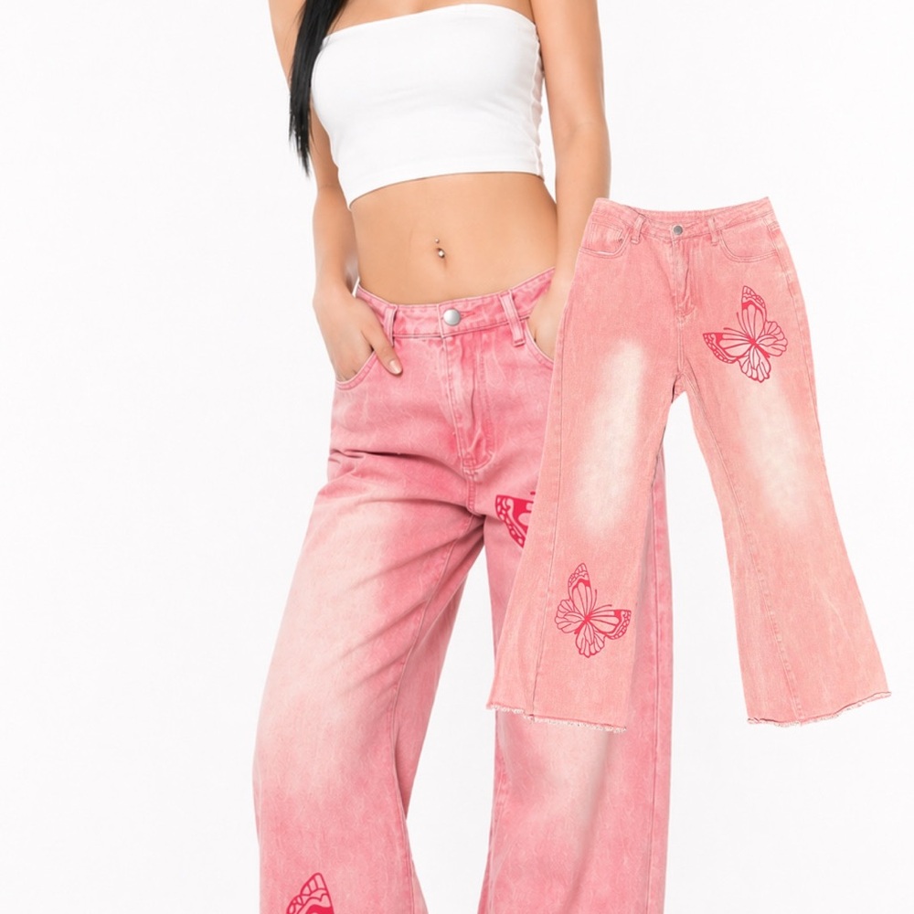 Y2K Flutterblush jeans 🦋💕